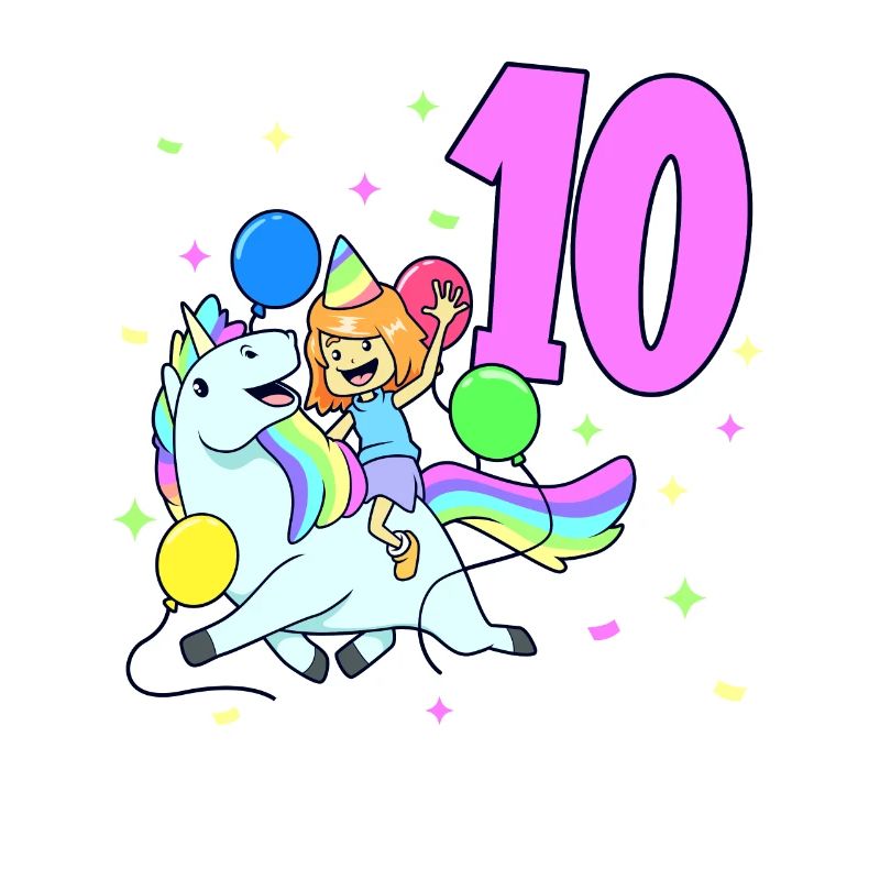 Mit Einhorn - Mädchen Geburtstag 10 Jahre