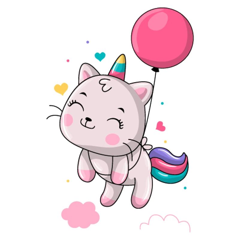 Einhorn schwebt mit Ballon