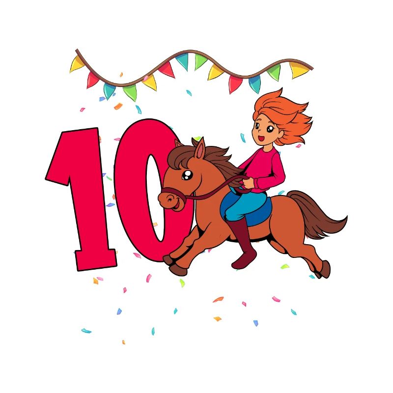 Mit Pferd - Mädchen Geburtstag 10 Jahre