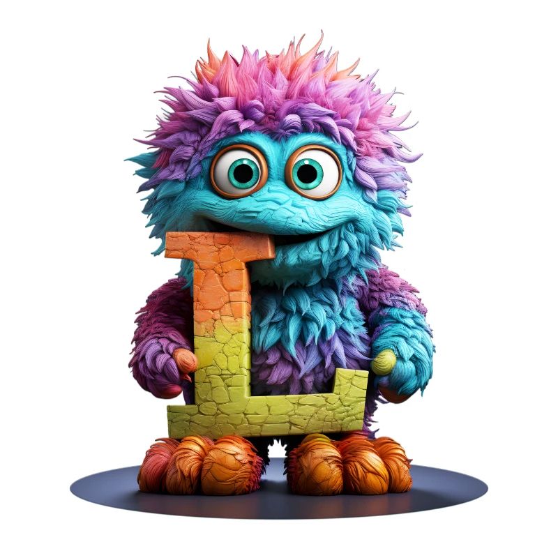 Regenbogenmonster mit Buchstabe L