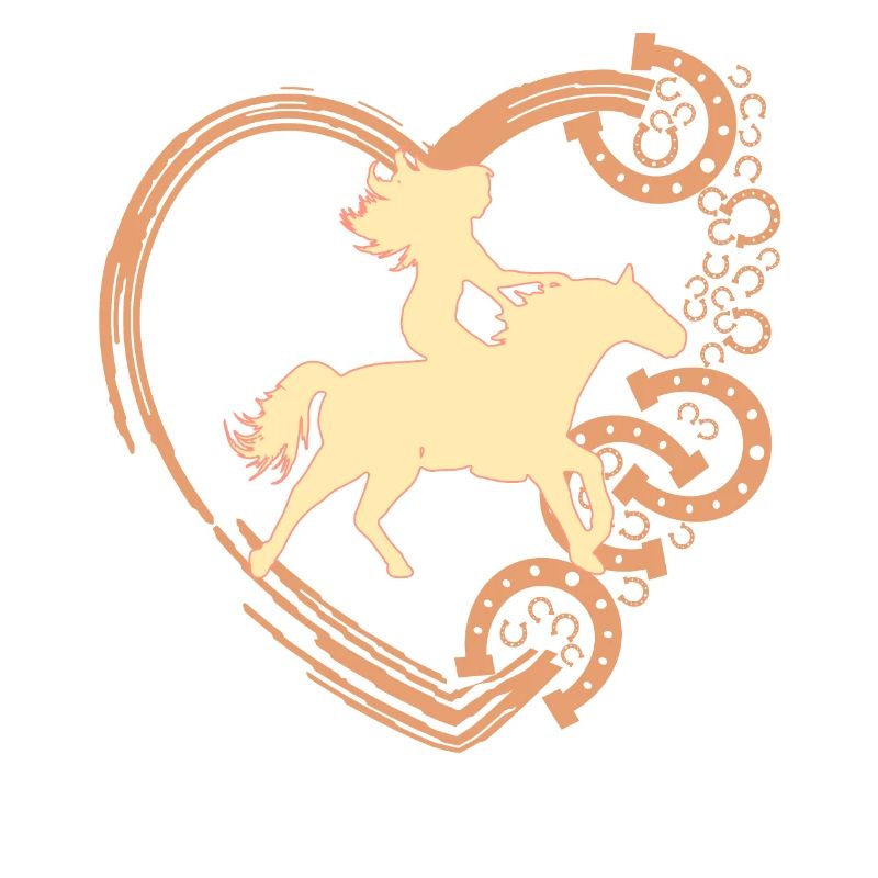 Pferd und Mädchen reiten Design mit Herz