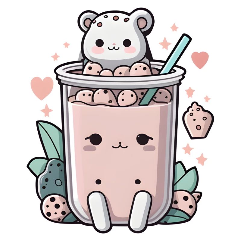 bubble tea with cute bear