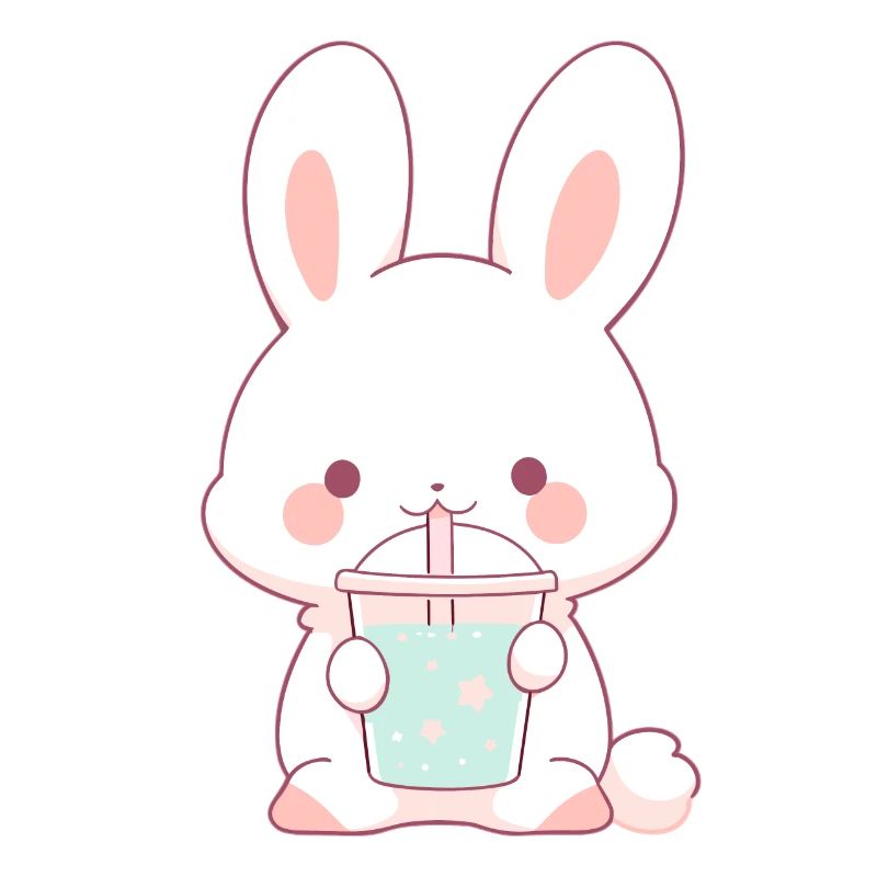 Kawaii Hase trinkt Boba Bubble Tea Chibi