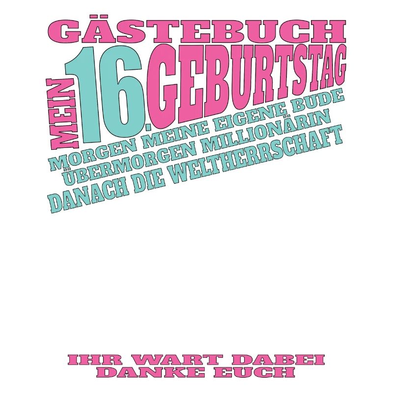 16. Geburtstag Mädchen & Junge Gästebuch