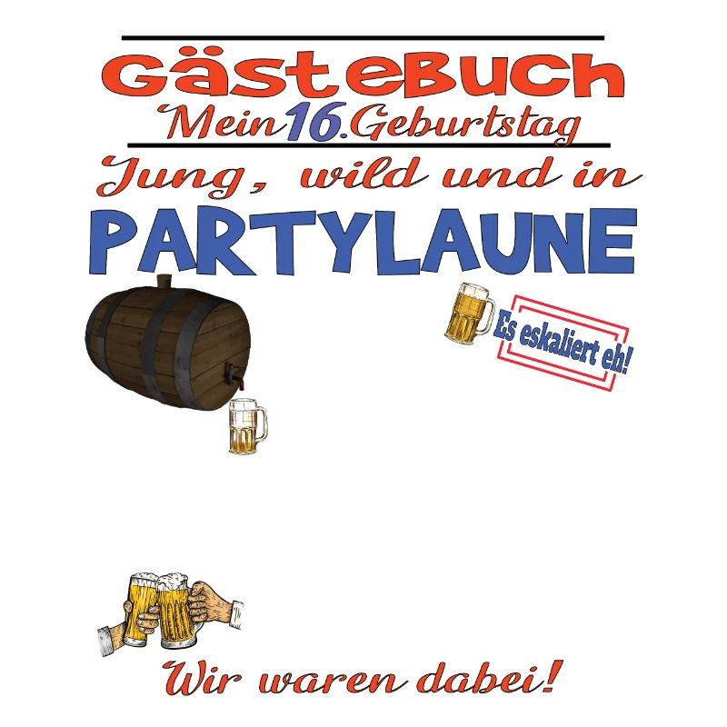 16. Geburtstag Mädchen & Junge Gästebuch