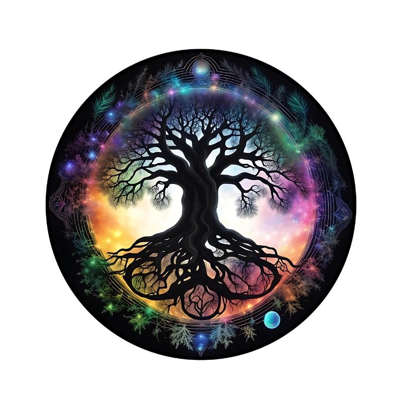 Wurzelbaum im Regenbogenkreis