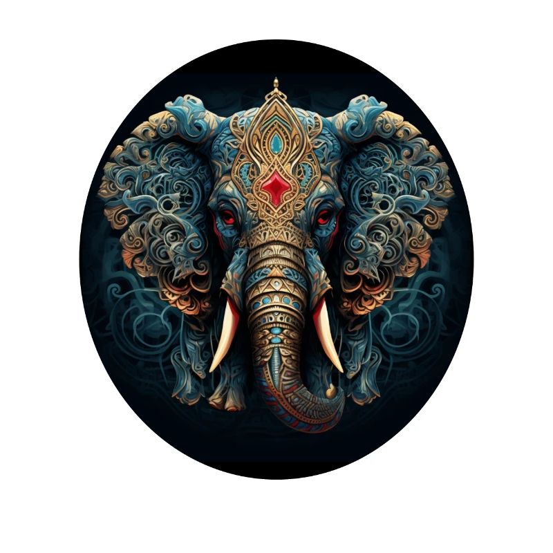 Éléphant Mandala bleu