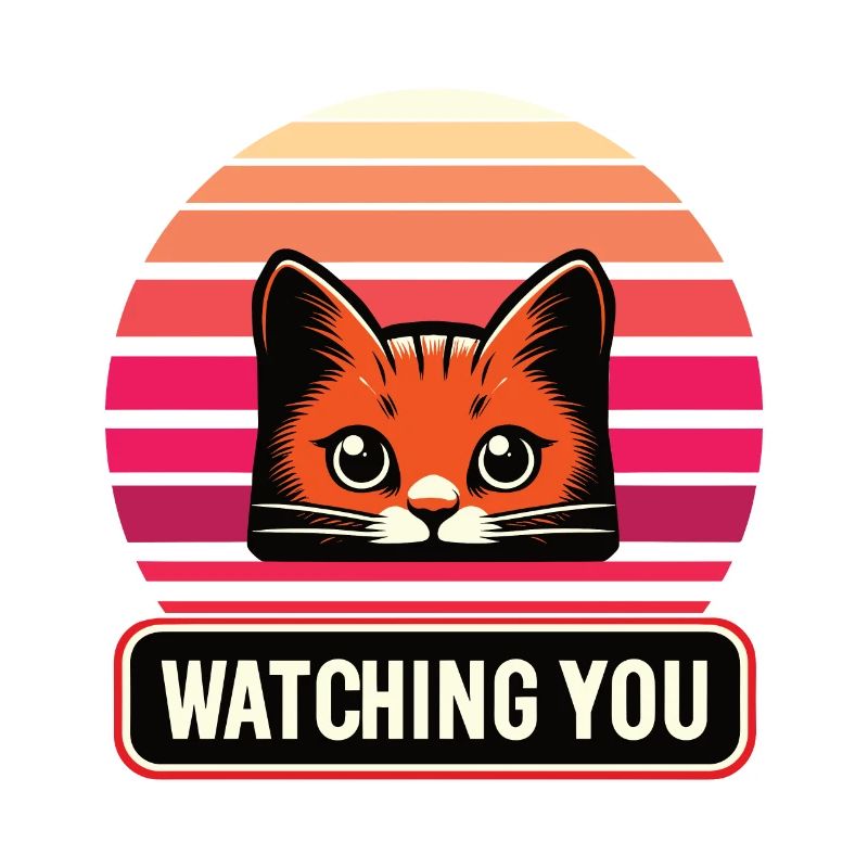 Chat roux qui vous regarde, coloré