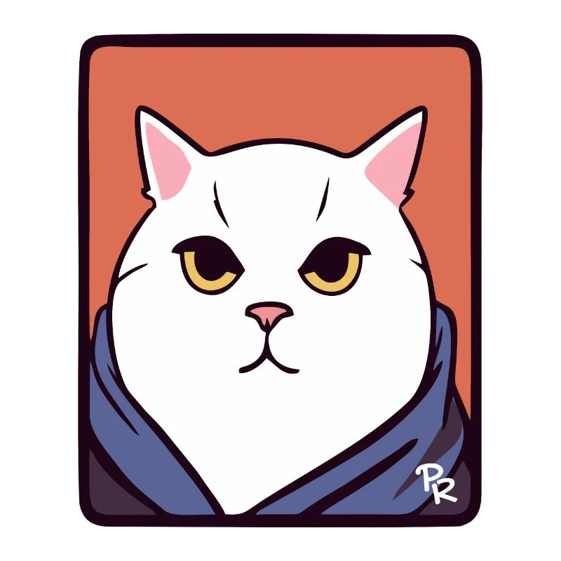 Große dicke weiße Katze