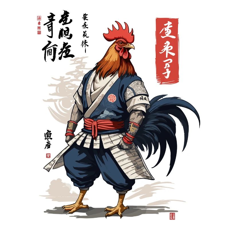Samurai Hahn Ronin Vintage Japan Ukiyo-E Design