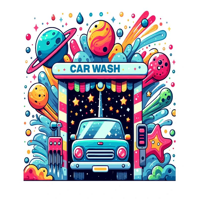Auto Waschanlage Comic Style