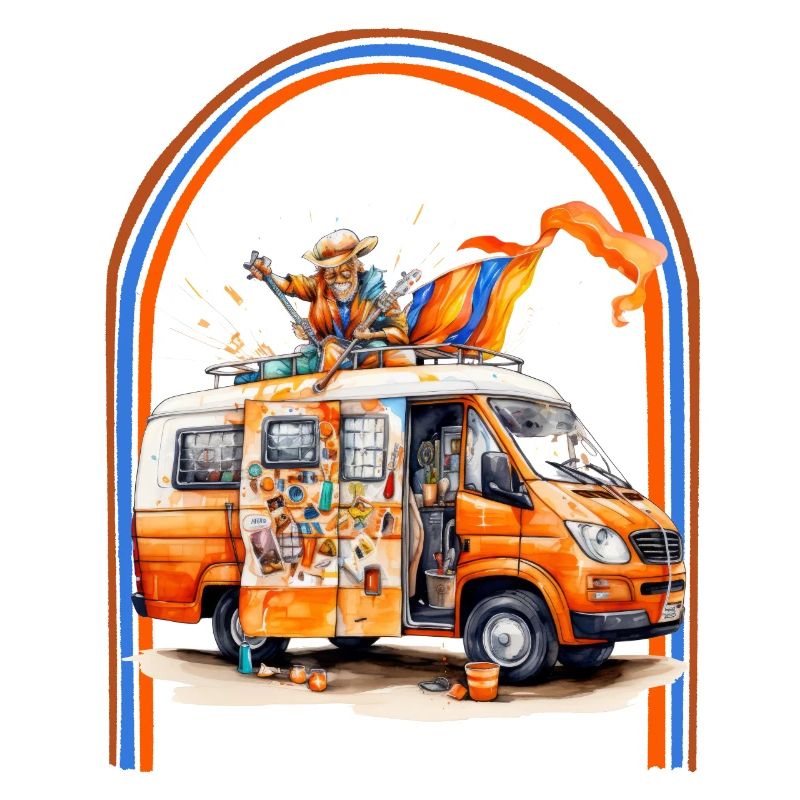 Kingsday Hippie Van Retro