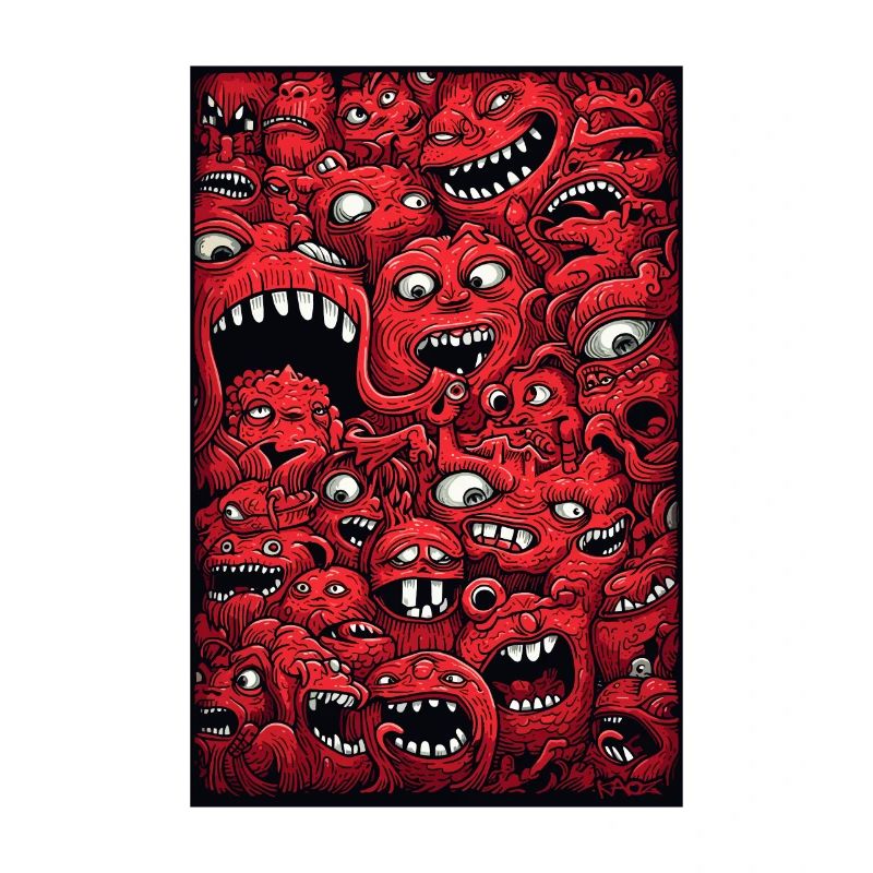 Drôle Monstre Rouge Mix Objet Caché