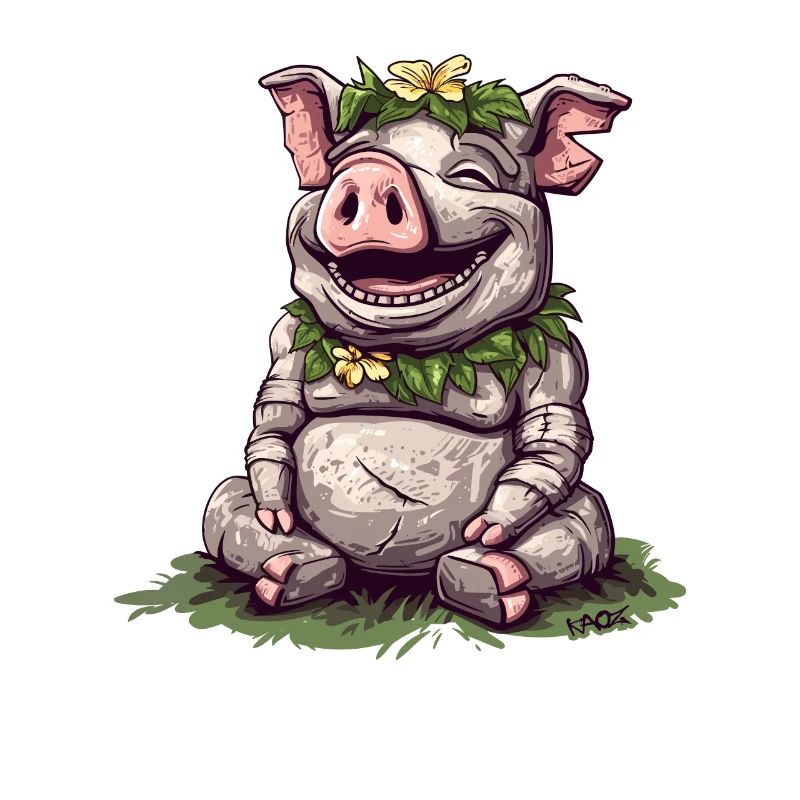 Easter Island Stone Statue, A Laughing Pig