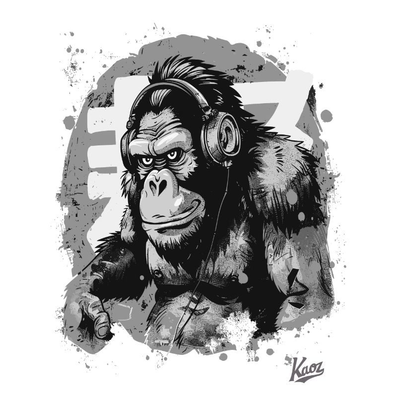 Funky Casque de musique Chimpanzee Monkey