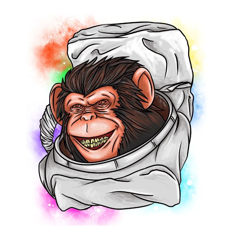 Astronaut Monkey T-Shirt - Funny Smiling Space
