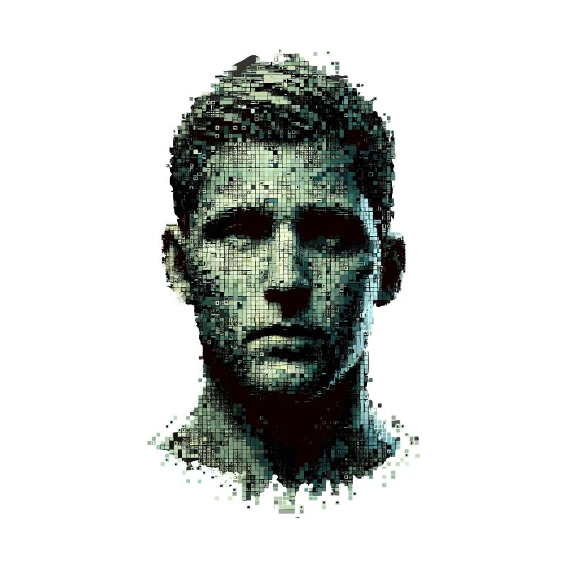 Pixel Art Mann Porträt Moderner Matrix-Stil