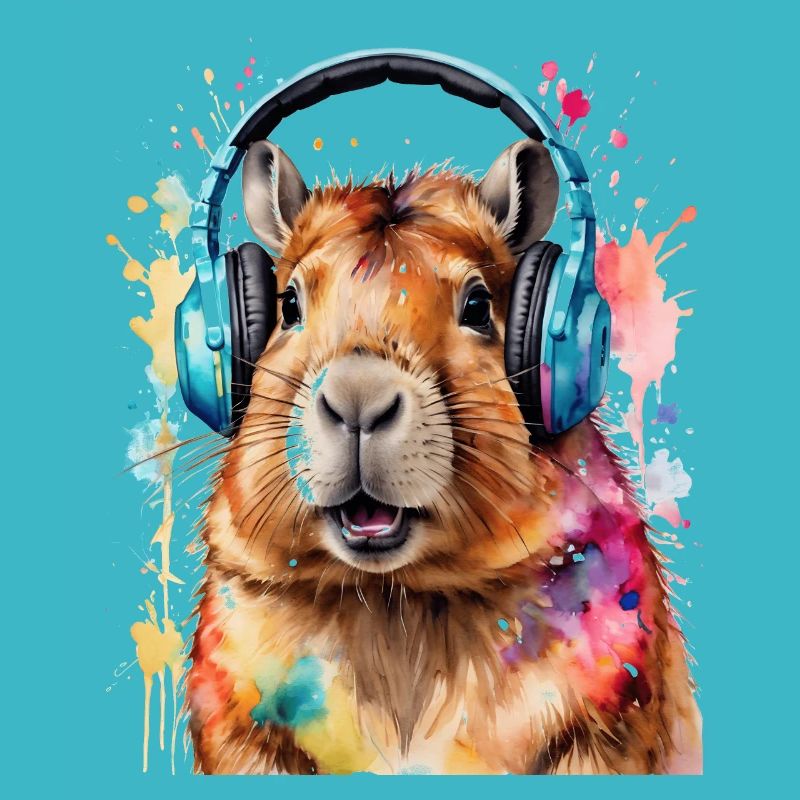 Capybara Kopfhörer Capy Bunt Tier Design Print