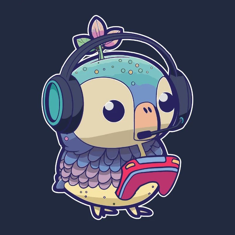 Spielen Sie Controller Gaming -Eule Mit Kopfhörern