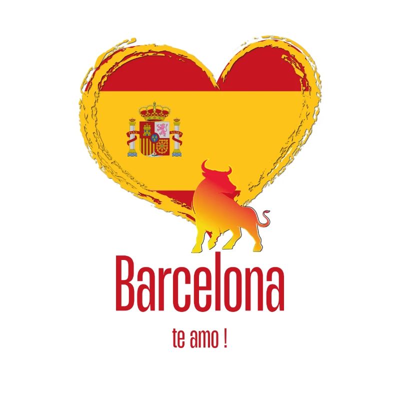 Barcelone Espagne Drapeau Coeur avec Taureau Te Amo
