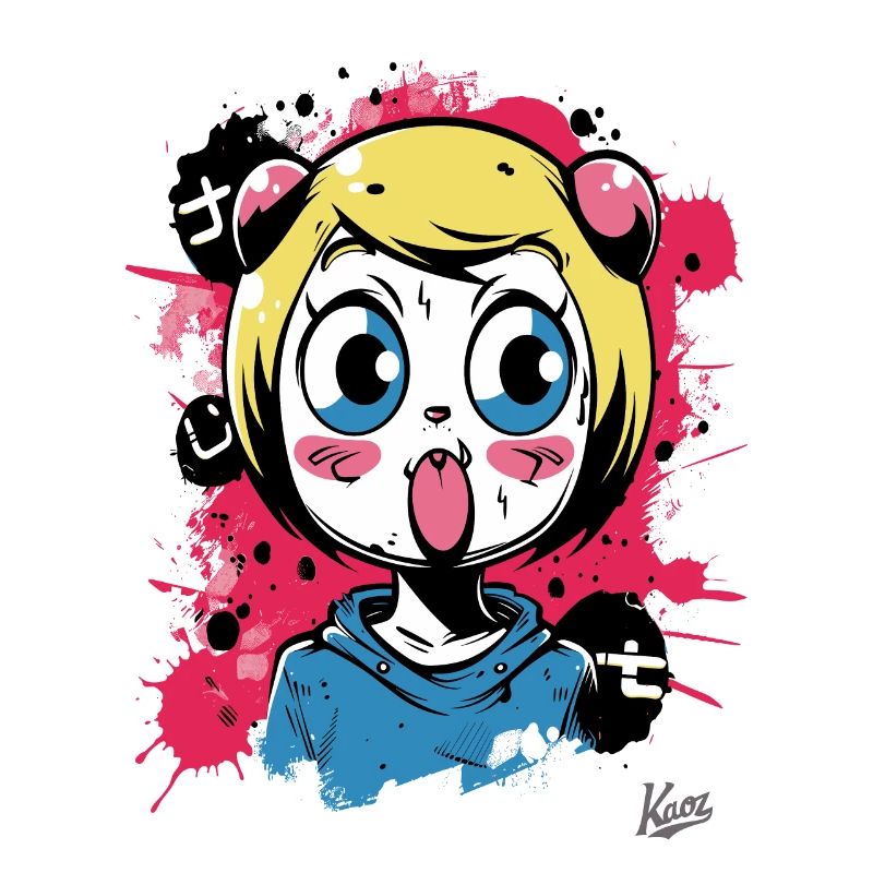 Farb-Explosion: Das freche Graffiti-Katzen-Mädchen