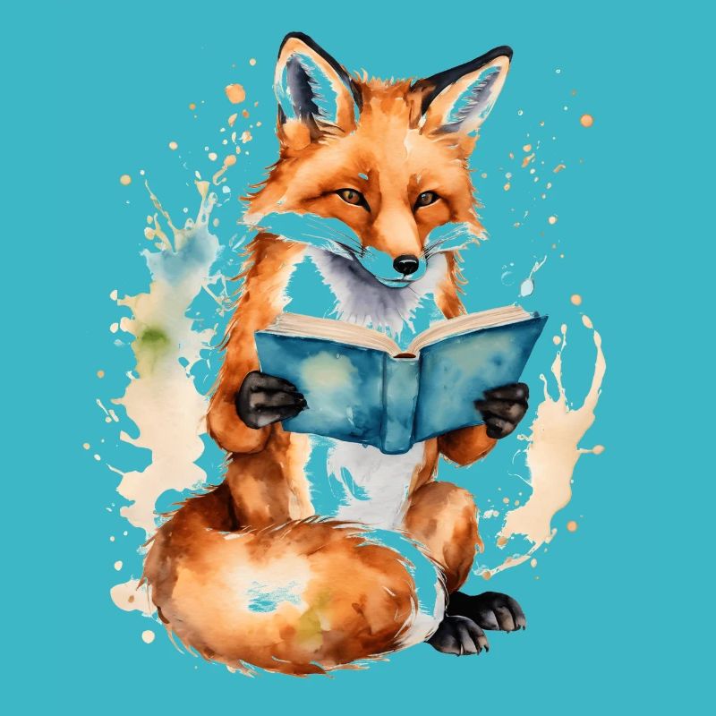 Fuchs Lesen Buch Bunt Tier Design Print