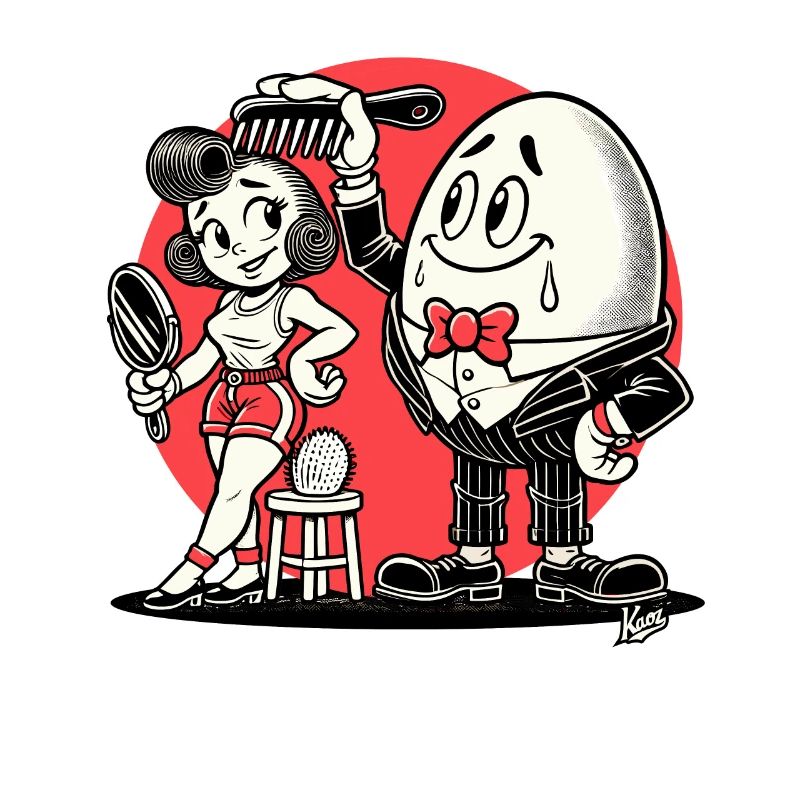 Retro Cartoon Lady und der Eiermann