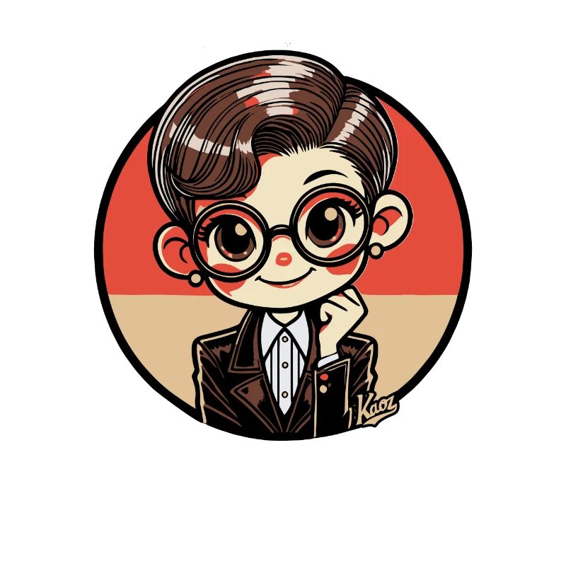 Chibi Bücherwurm Nerd Mädchen im Retro-Stil