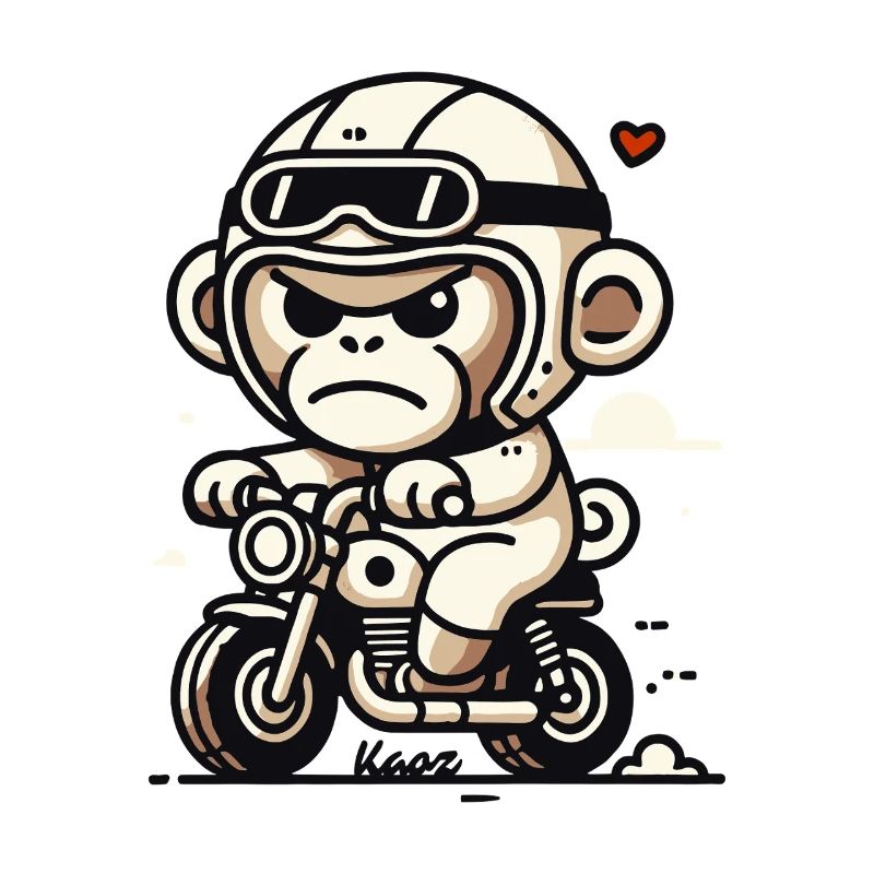Little Biker Monkey on Small Motorcycle