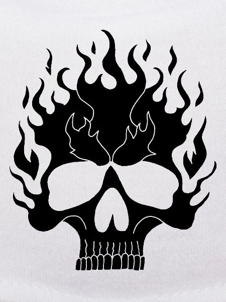 Black Flaming Skull