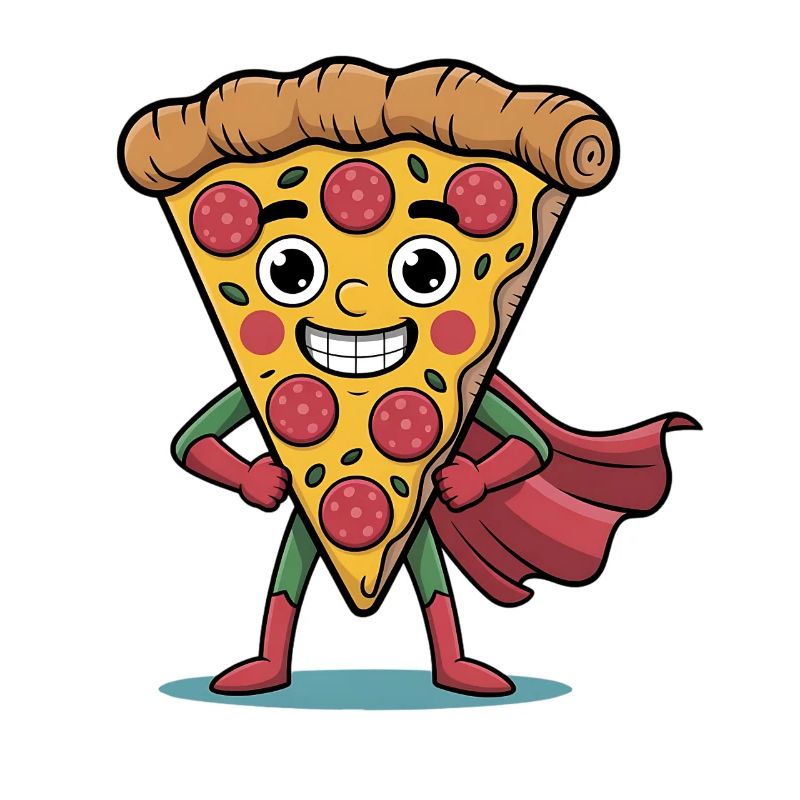 Funny Pizza Cartoon Pizza Slice Design