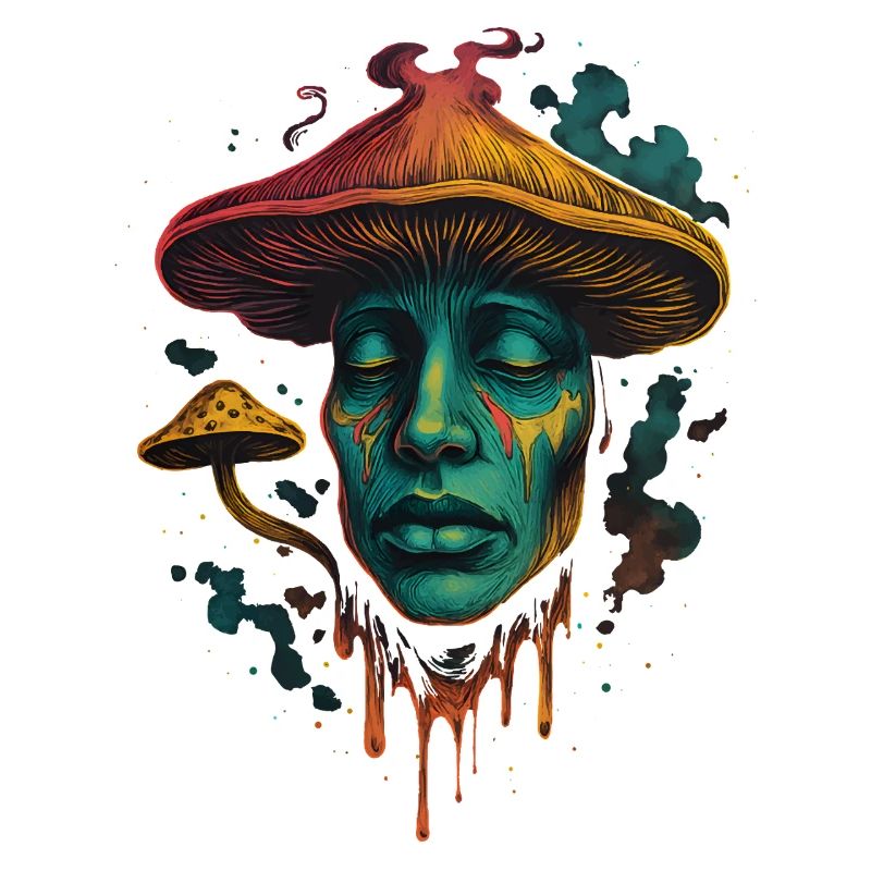 Visage de champignon psychédélique Design surréaliste