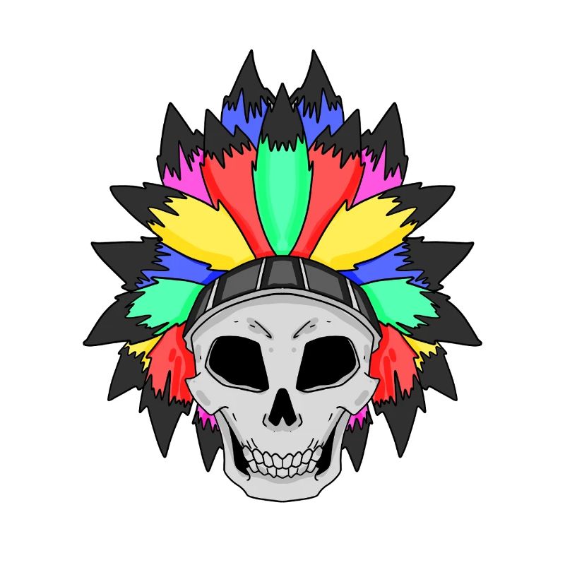 Coloured skull with feather crown