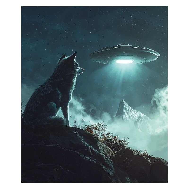 Wolf Selfie mit UFO