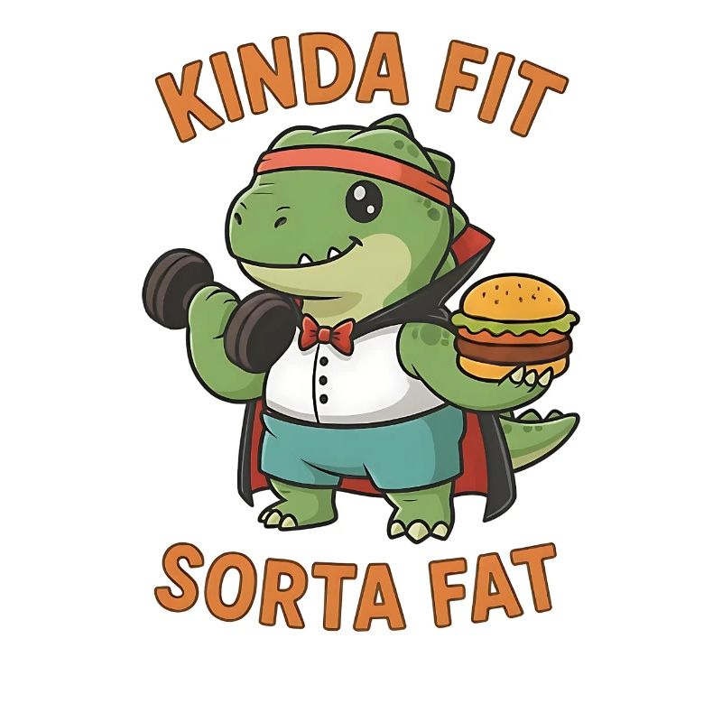 Kinda Fit Sorta Fat Funny Gym Cute Hippo Retro