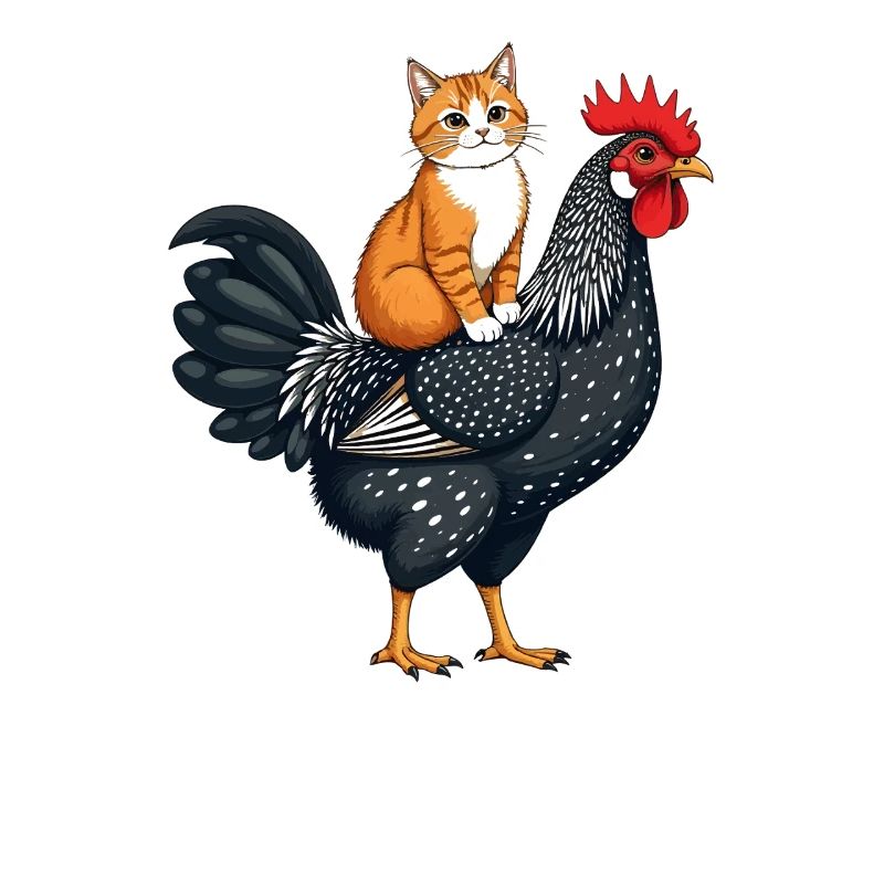 Fantasy Creature Bird Chicken and Cat