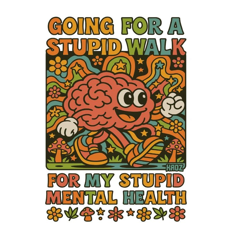 Stupide Walking Brain Rétro Psychédélique