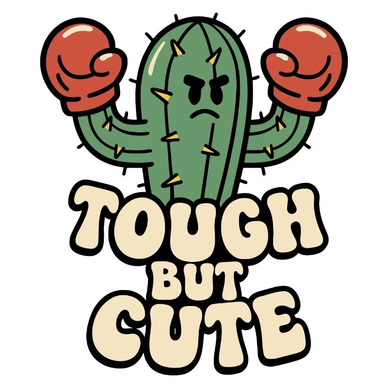 Strong cactus with boxer gloves