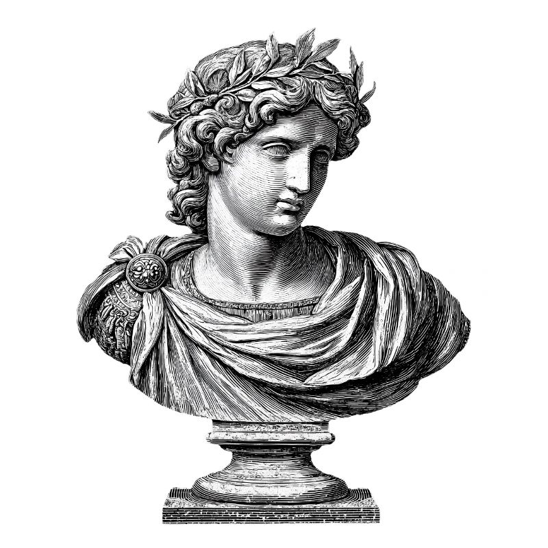 Buste antique Apollon - Gravure classique