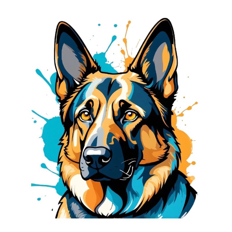 Lebendiger Schäferhund Farbexplosion