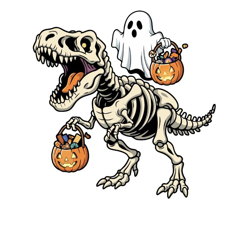 Ghost Riding Skeleton T-Rex Halloween Dinosauri