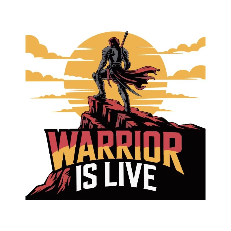 Warrior On Cliff Sunset