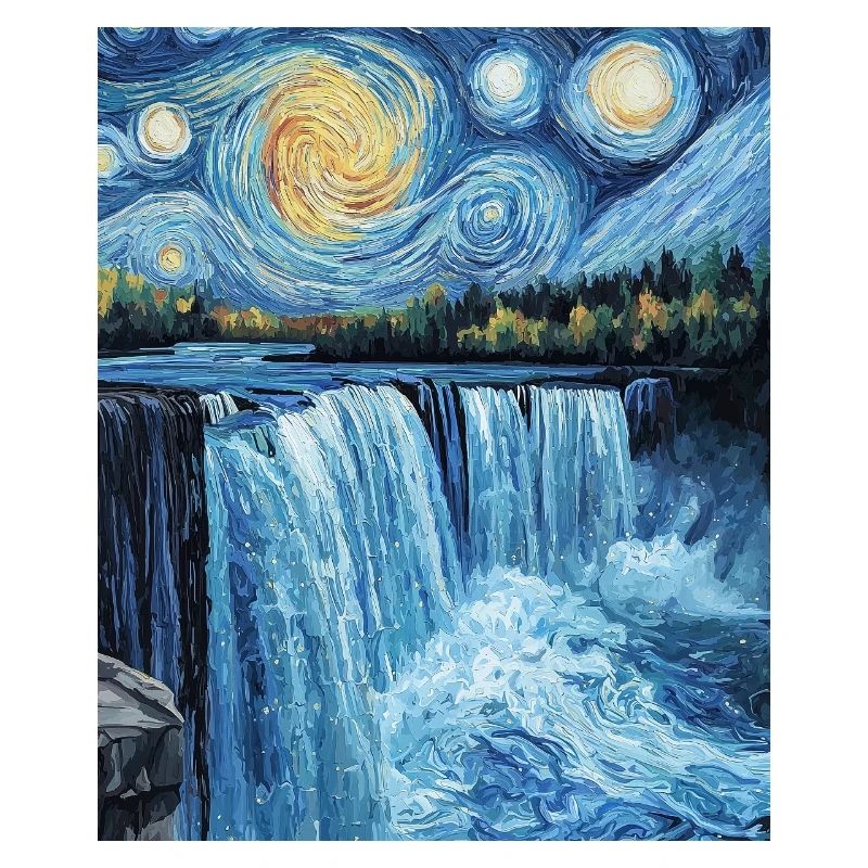 Niagara Falls Van Gogh Style Starry Night