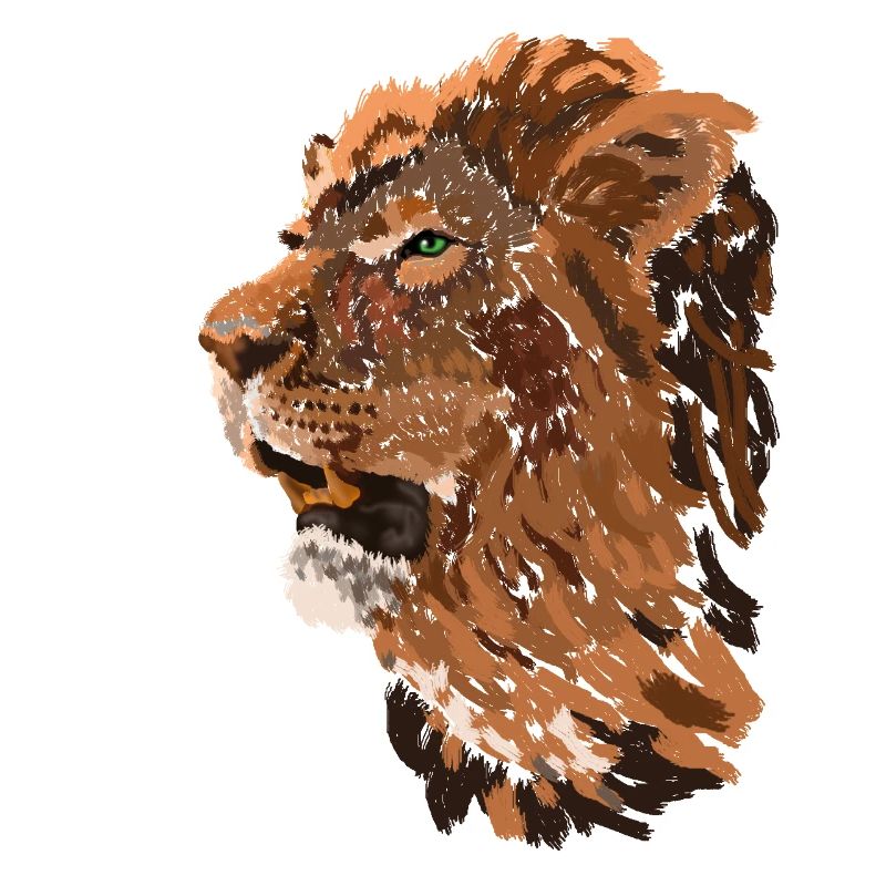 Lion head in brush style