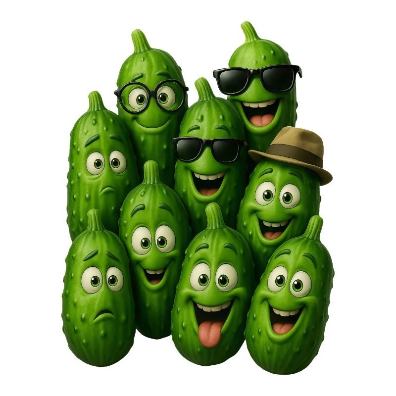 Troupe de concombres verts