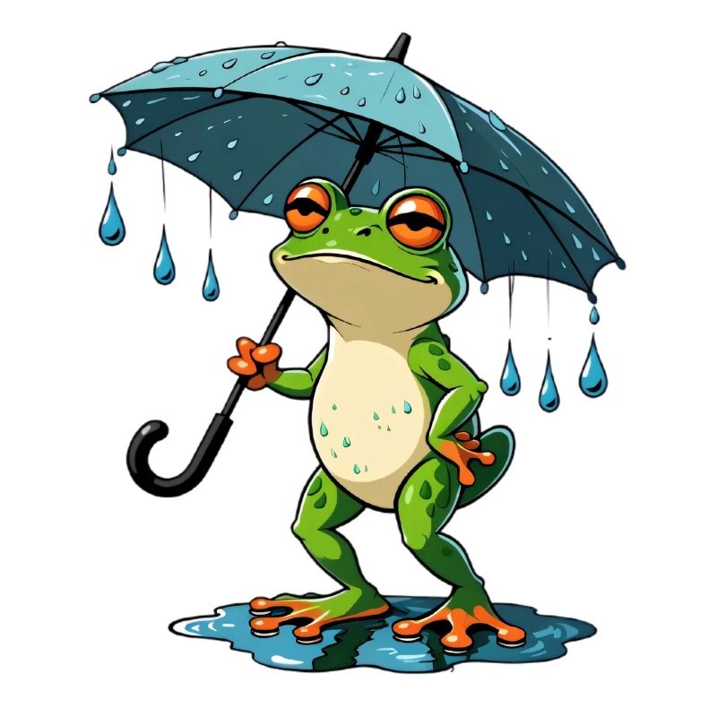 Rain frog with umbrella