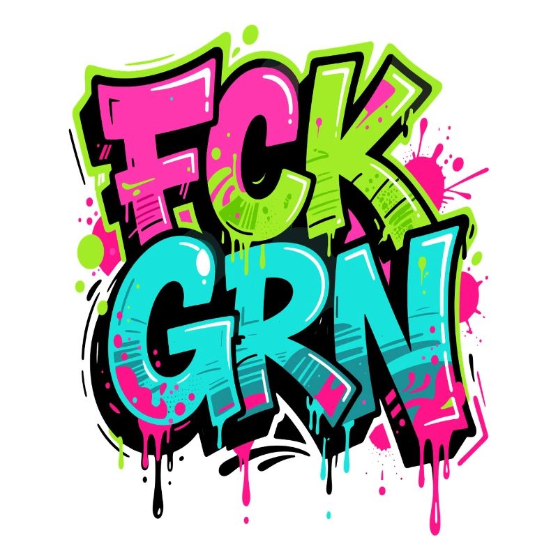 FCK GRN Graffiti Neon - Anti Green