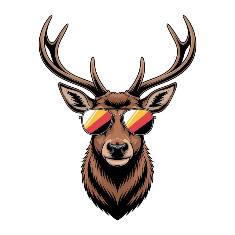 Hirsch mit Geweih und Sonnenbrille