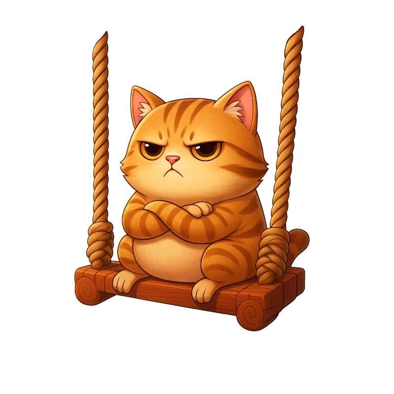 Grim Cat on Swing Cartoon Playground