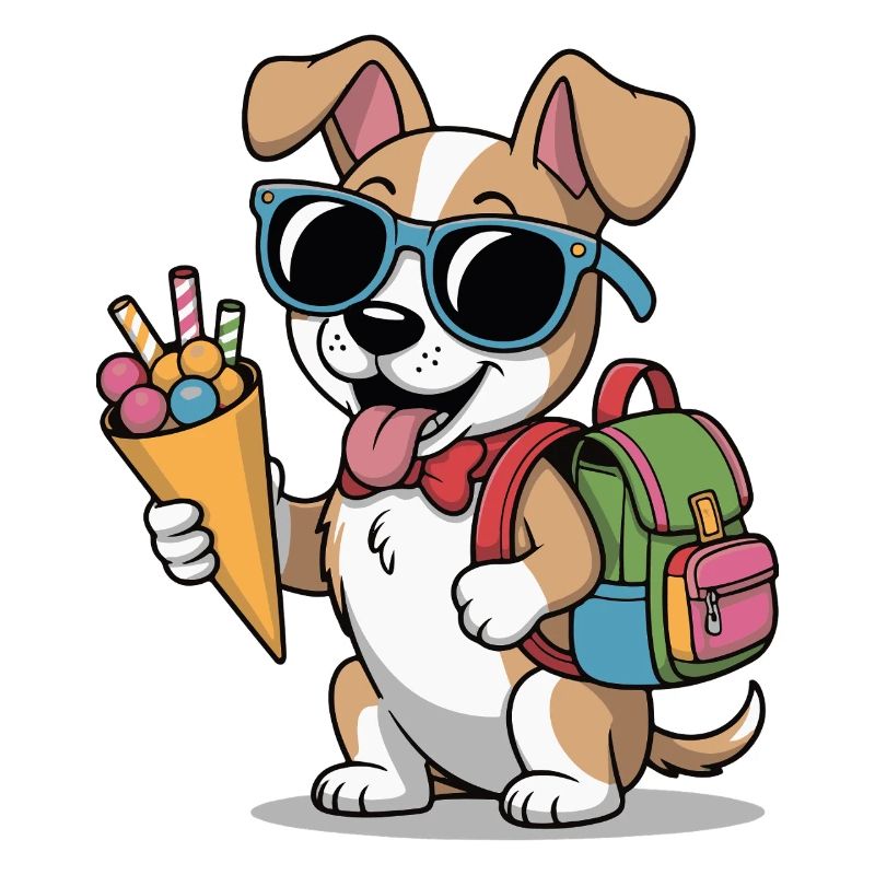 Eisliebender Hund mit Rucksack